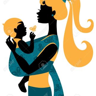 16200961-Beautiful-mother-silhouette-with-baby-in-a-sling-Stock-Vector-mom